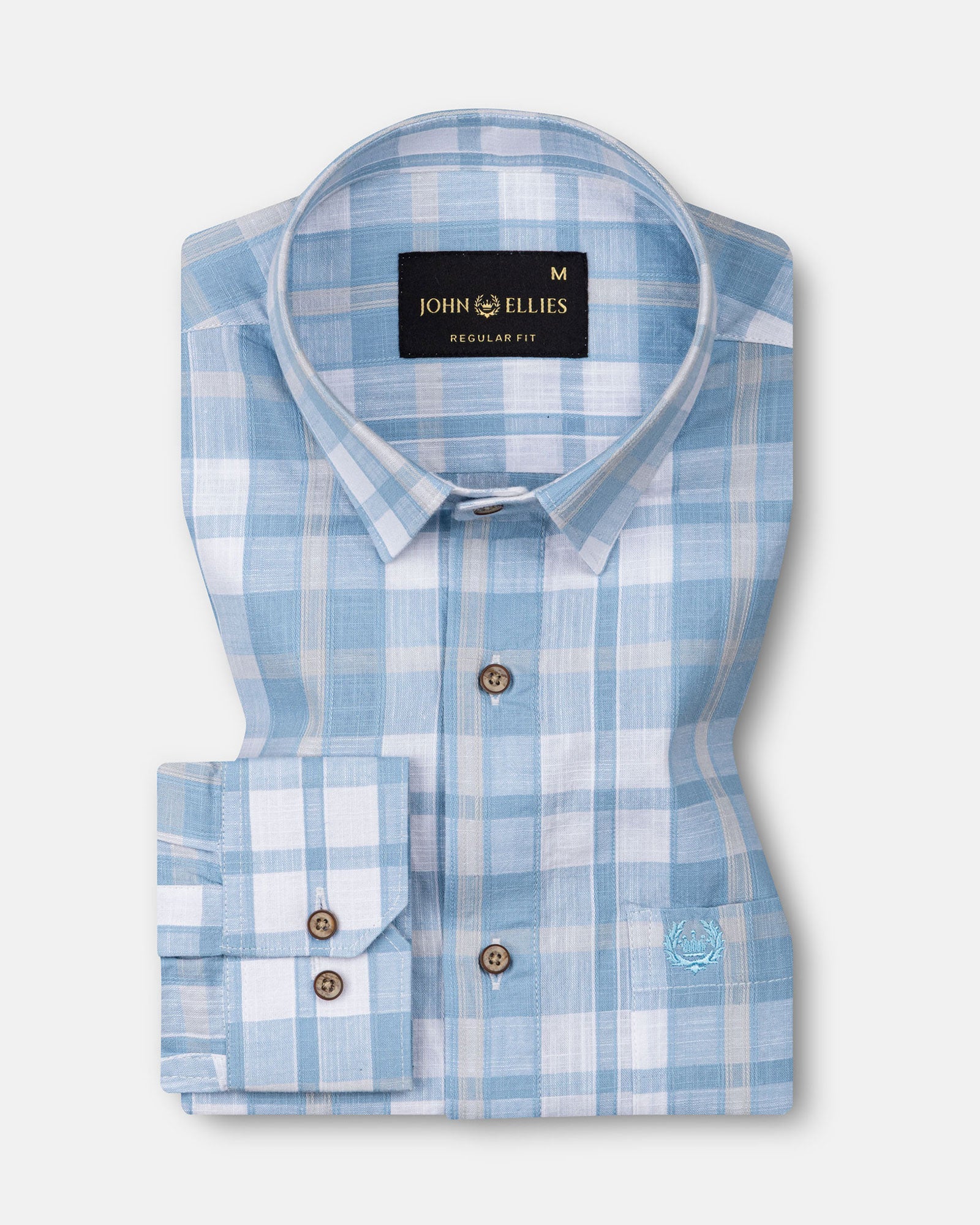 James Blue Check Linen Shirt - John Ellies