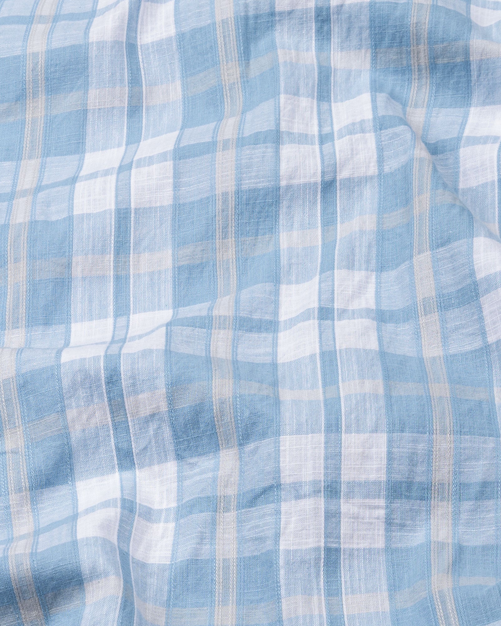 James Blue Check Linen Shirt - John Ellies