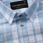 James Blue Check Linen Shirt - John Ellies