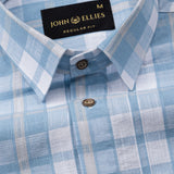 James Blue Check Linen Shirt - John Ellies