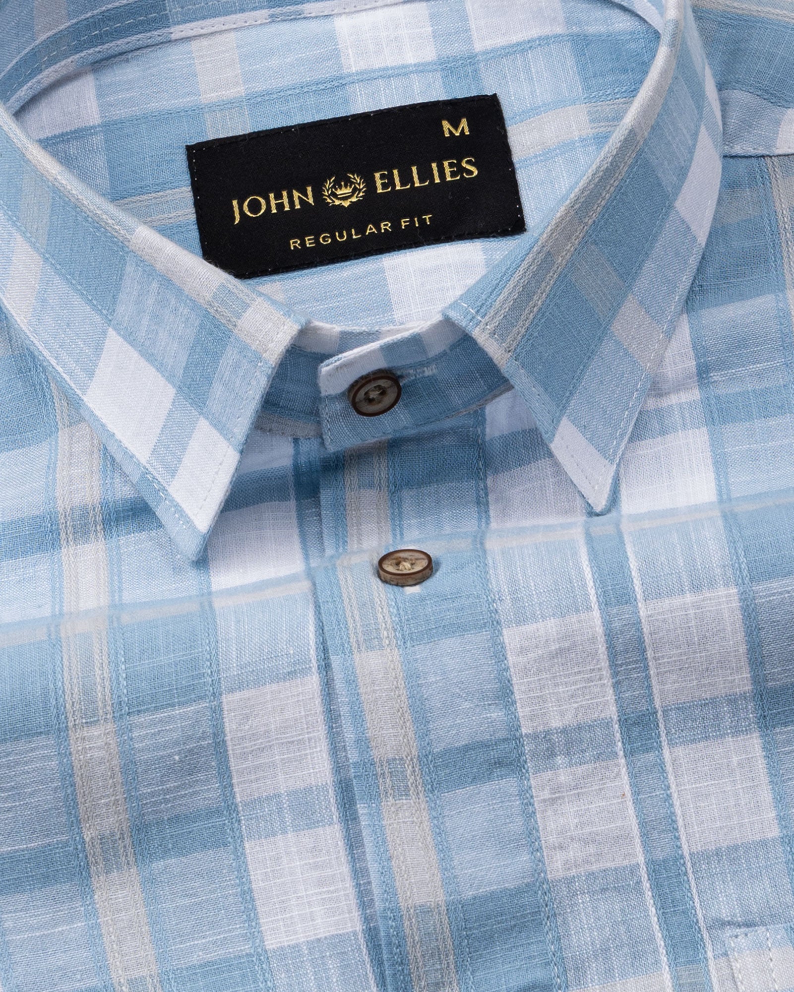James Blue Check Linen Shirt - John Ellies