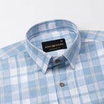 James Blue Check Linen Shirt - John Ellies