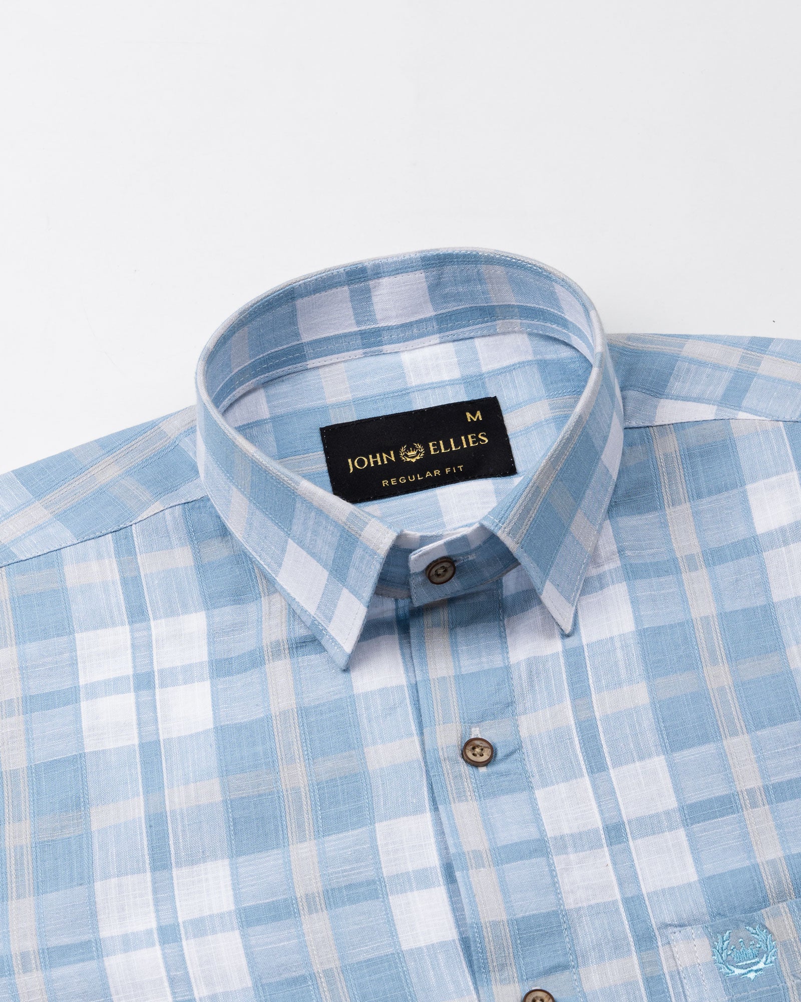 James Blue Check Linen Shirt - John Ellies