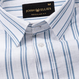 Devon Grey Stripe Linen Blend Shirt - John Ellies