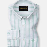 Devon Olive Stripe Linen Blend Shirt - John Ellies
