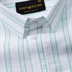 Devon Olive Stripe Linen Blend Shirt - John Ellies