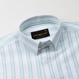 Devon Olive Stripe Linen Blend Shirt - John Ellies