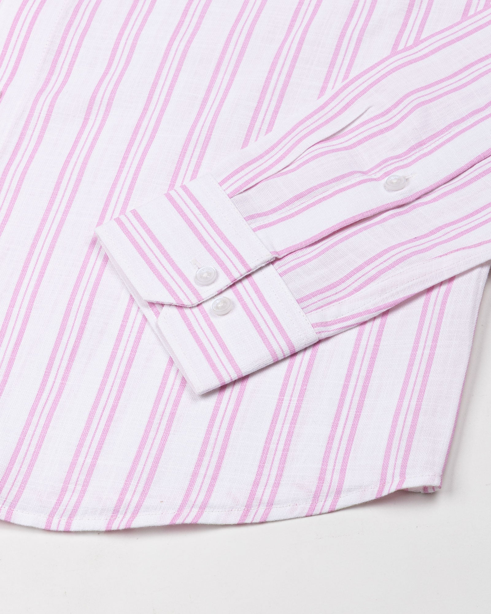 Devon Pink Stripe Linen Blend Shirt - John Ellies