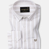 Devon Tan Stripe Linen Blend Shirt - John Ellies
