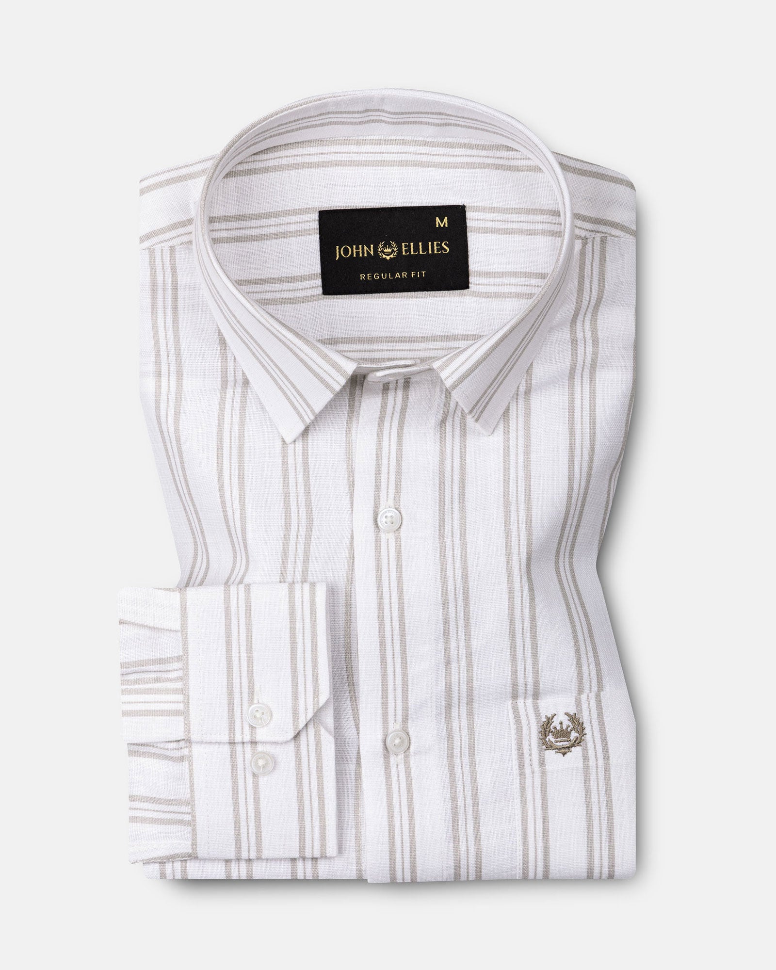 Devon Tan Stripe Linen Blend Shirt - John Ellies
