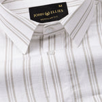 Devon Tan Stripe Linen Blend Shirt - John Ellies