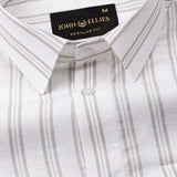 Devon Tan Stripe Linen Blend Shirt - John Ellies