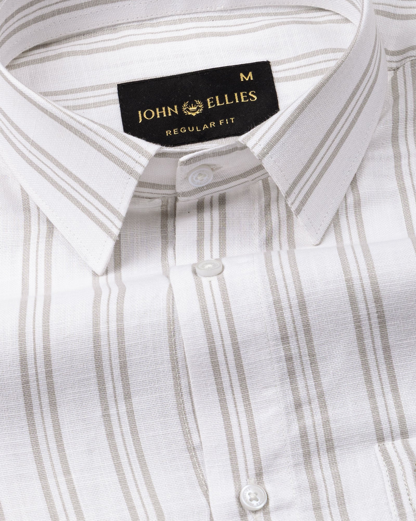 Devon Tan Stripe Linen Blend Shirt - John Ellies