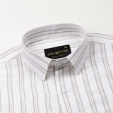 Devon Tan Stripe Linen Blend Shirt - John Ellies