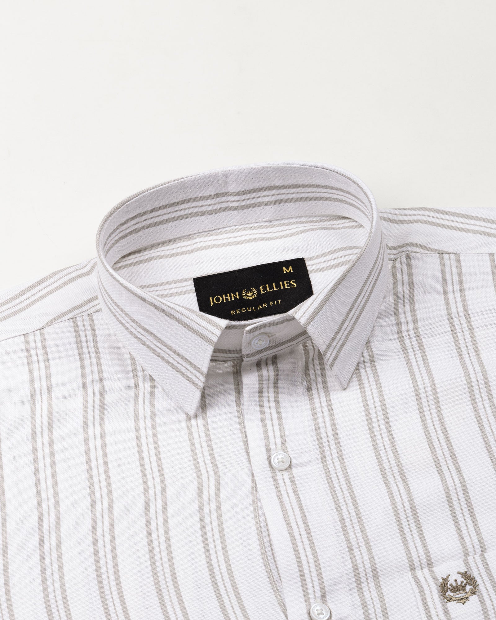 Devon Tan Stripe Linen Blend Shirt - John Ellies