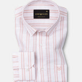 Devon Orange Stripe Linen Blend Shirt - John Ellies