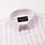 Devon Orange Stripe Linen Blend Shirt - John Ellies