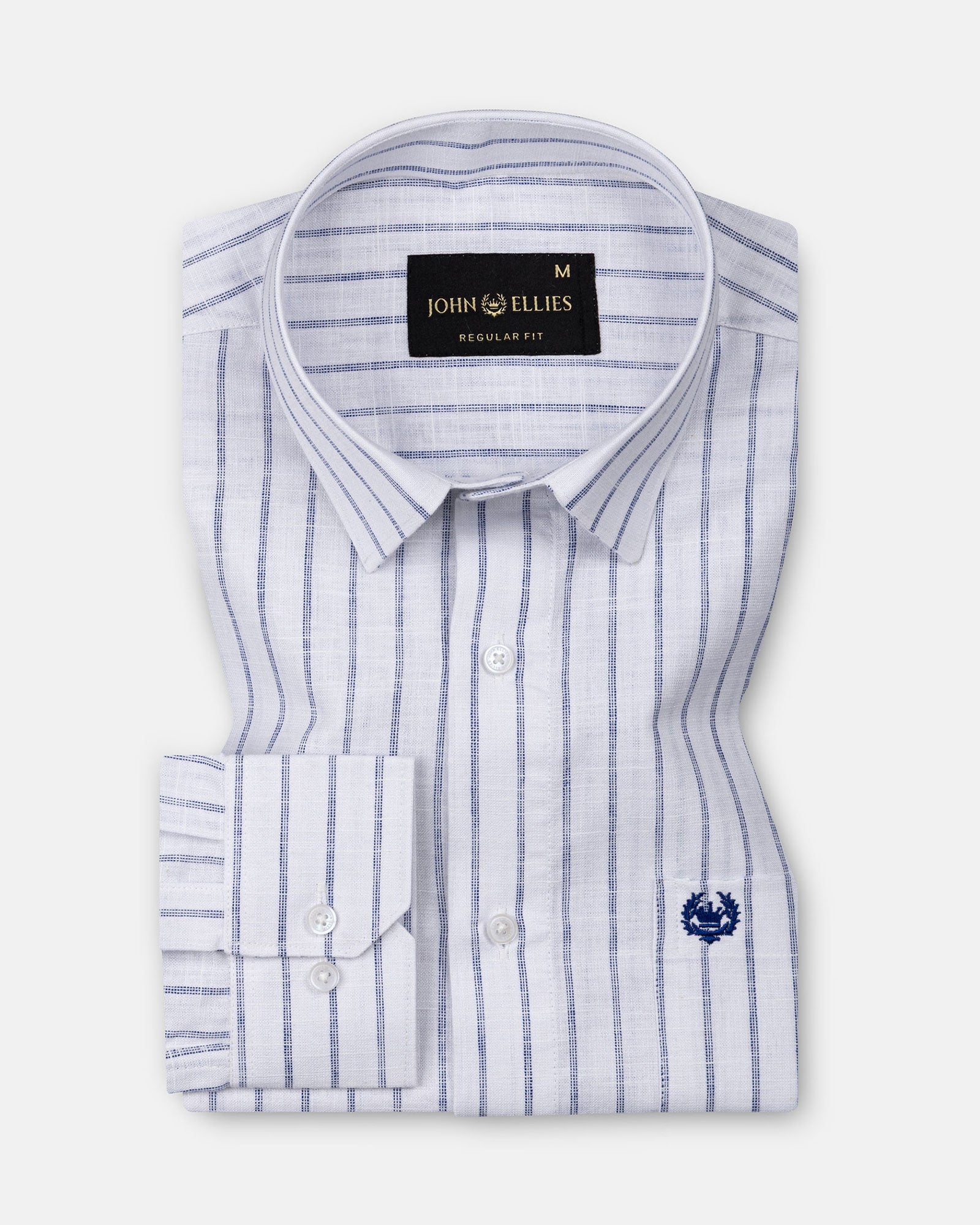 Miles Navy Blue Stripe Linen Shirt - John Ellies