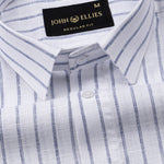 Miles Navy Blue Stripe Linen Shirt - John Ellies