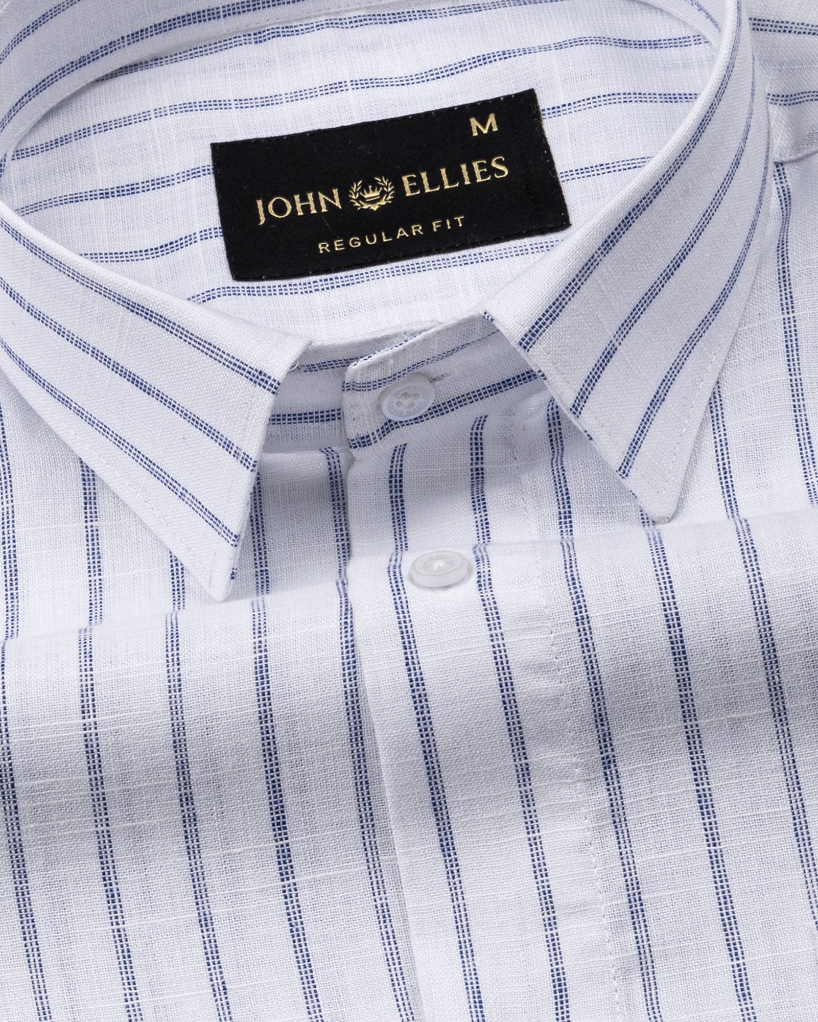 Miles Navy Blue Stripe Linen Shirt - John Ellies