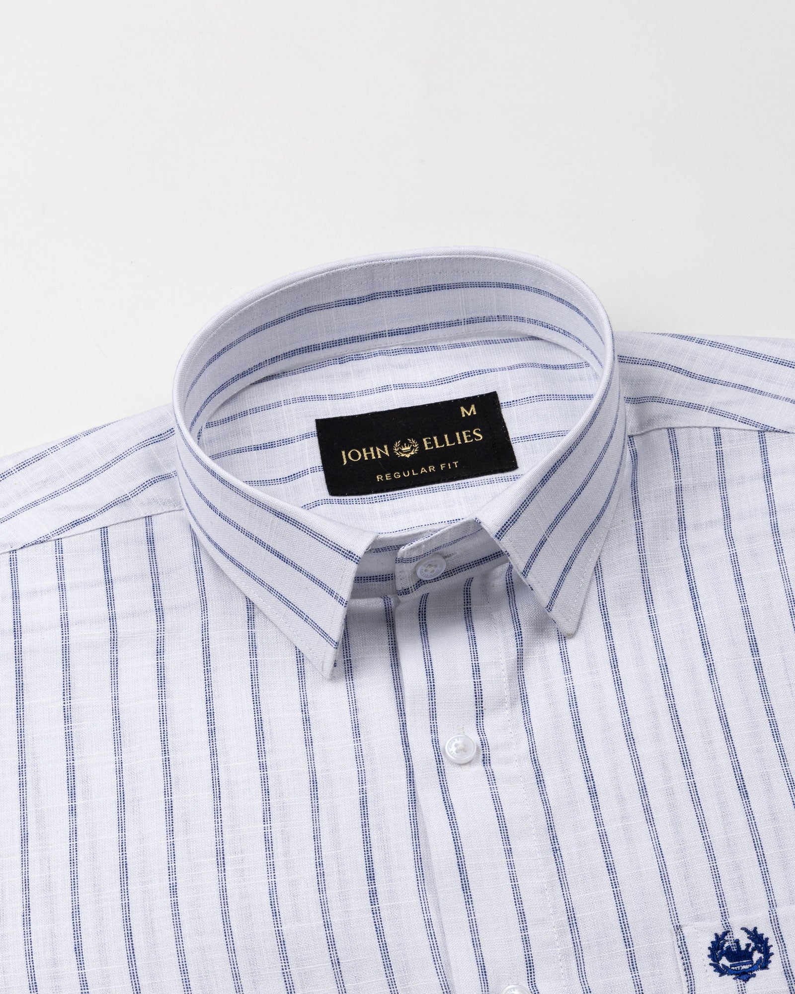 Miles Navy Blue Stripe Linen Shirt - John Ellies