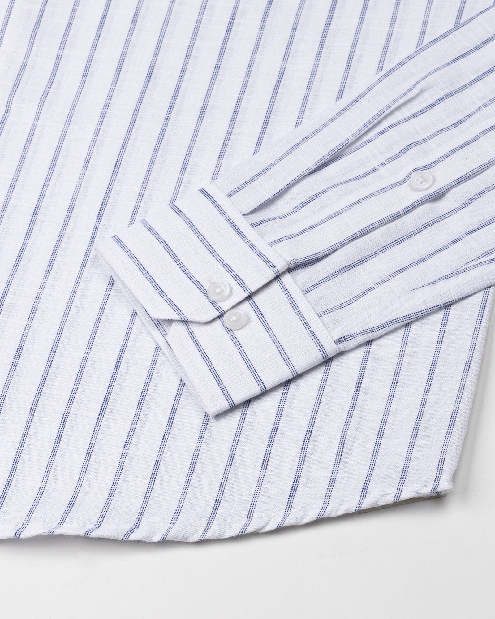 Miles Navy Blue Stripe Linen Shirt - John Ellies