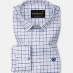 Miles Navy Blue Check Linen Shirt - John Ellies