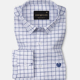 Miles Navy Blue Check Linen Shirt - John Ellies