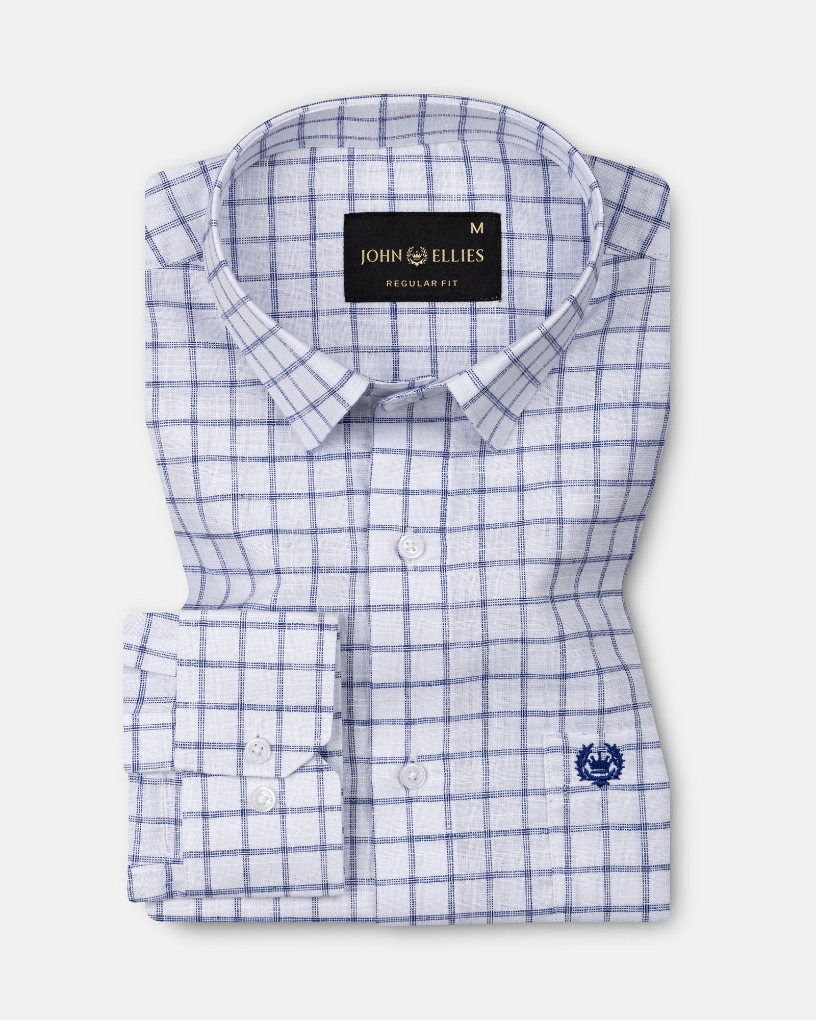 Miles Navy Blue Check Linen Shirt - John Ellies