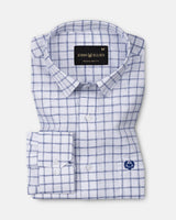 Miles Navy Blue Check Linen Shirt
