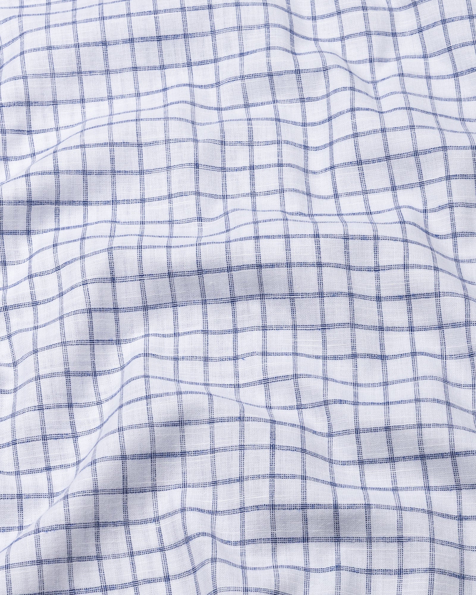 Miles Navy Blue Check Linen Shirt - John Ellies