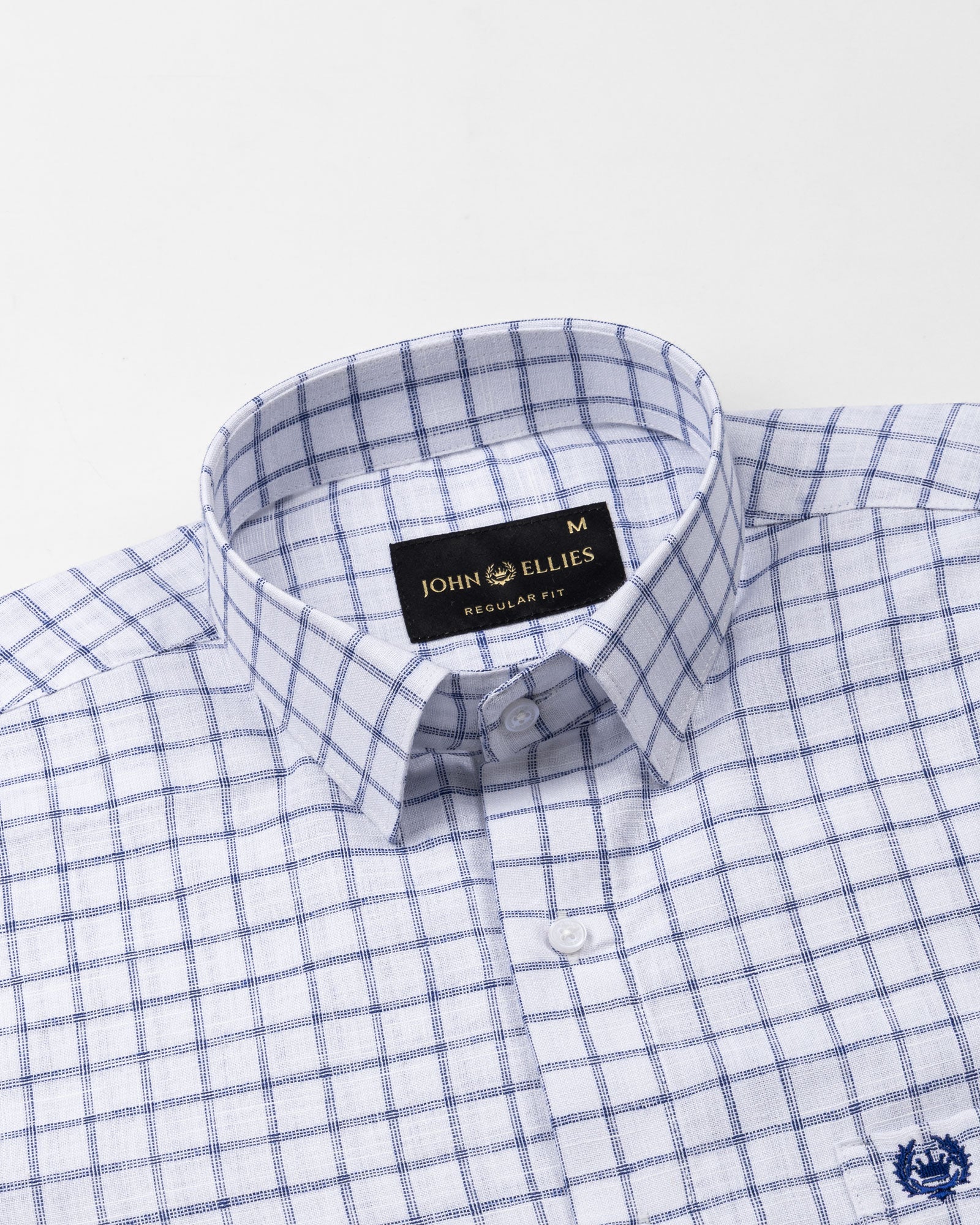 Miles Navy Blue Check Linen Shirt - John Ellies