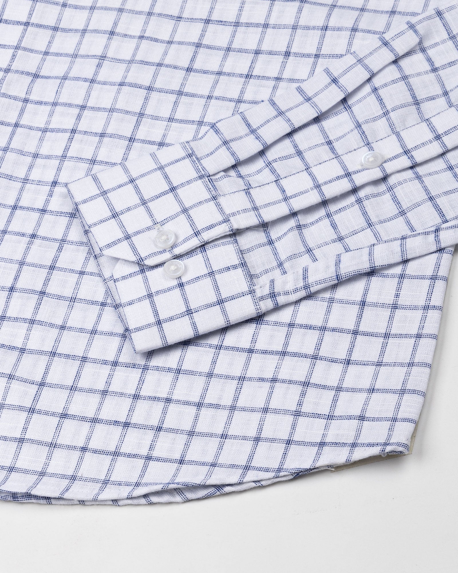 Miles Navy Blue Check Linen Shirt - John Ellies
