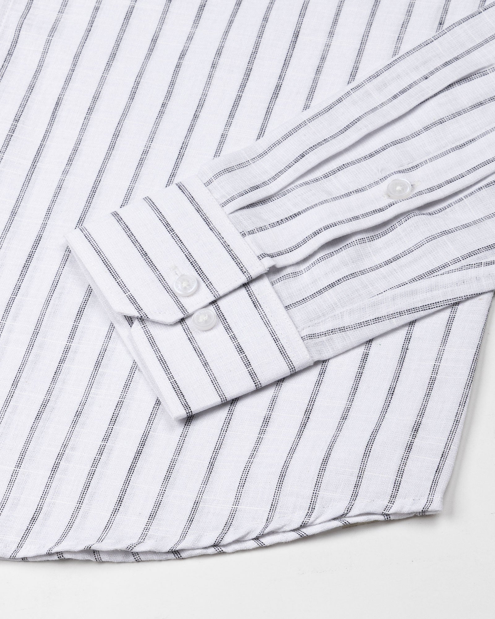 Miles Black Stripe Linen Shirt - John Ellies