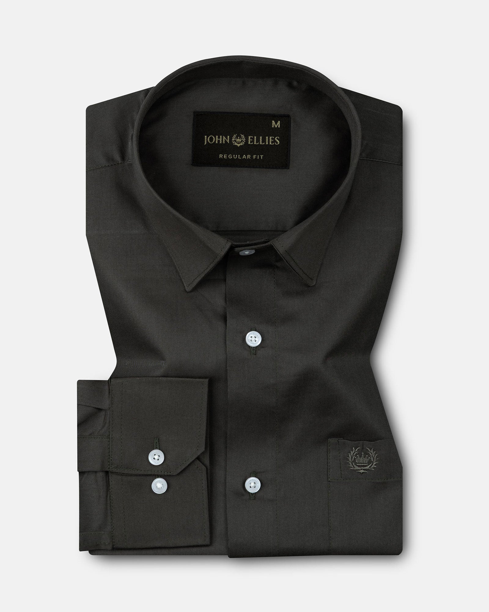 Stery Olive Plain Cotton Shirt - John Ellies