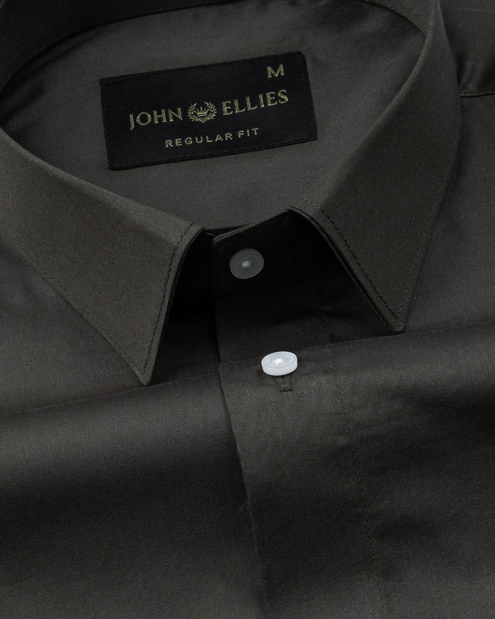 Stery Olive Plain Cotton Shirt - John Ellies