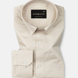 Stery Cream Plain Cotton Shirt - John Ellies