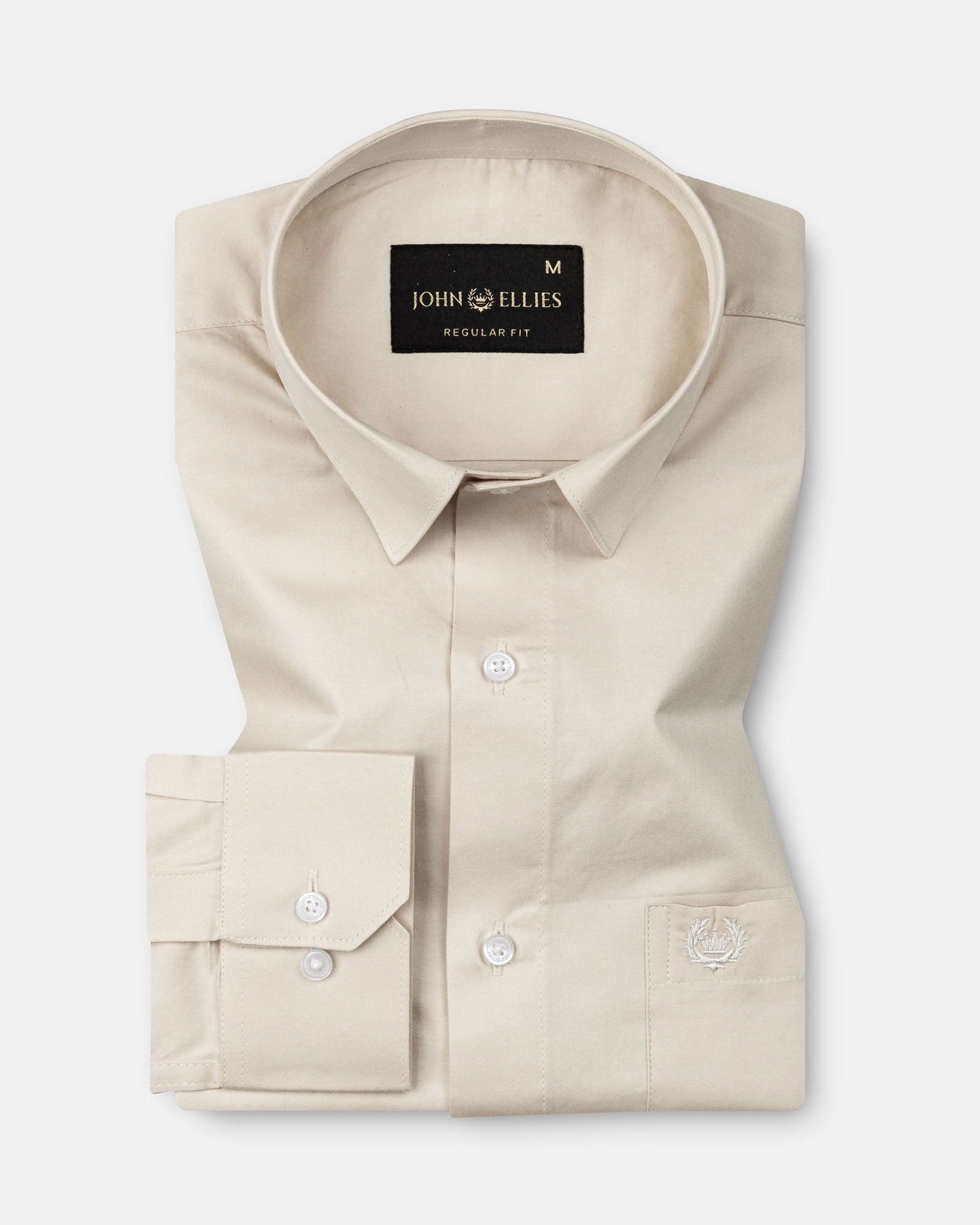Stery Cream Plain Cotton Shirt - John Ellies