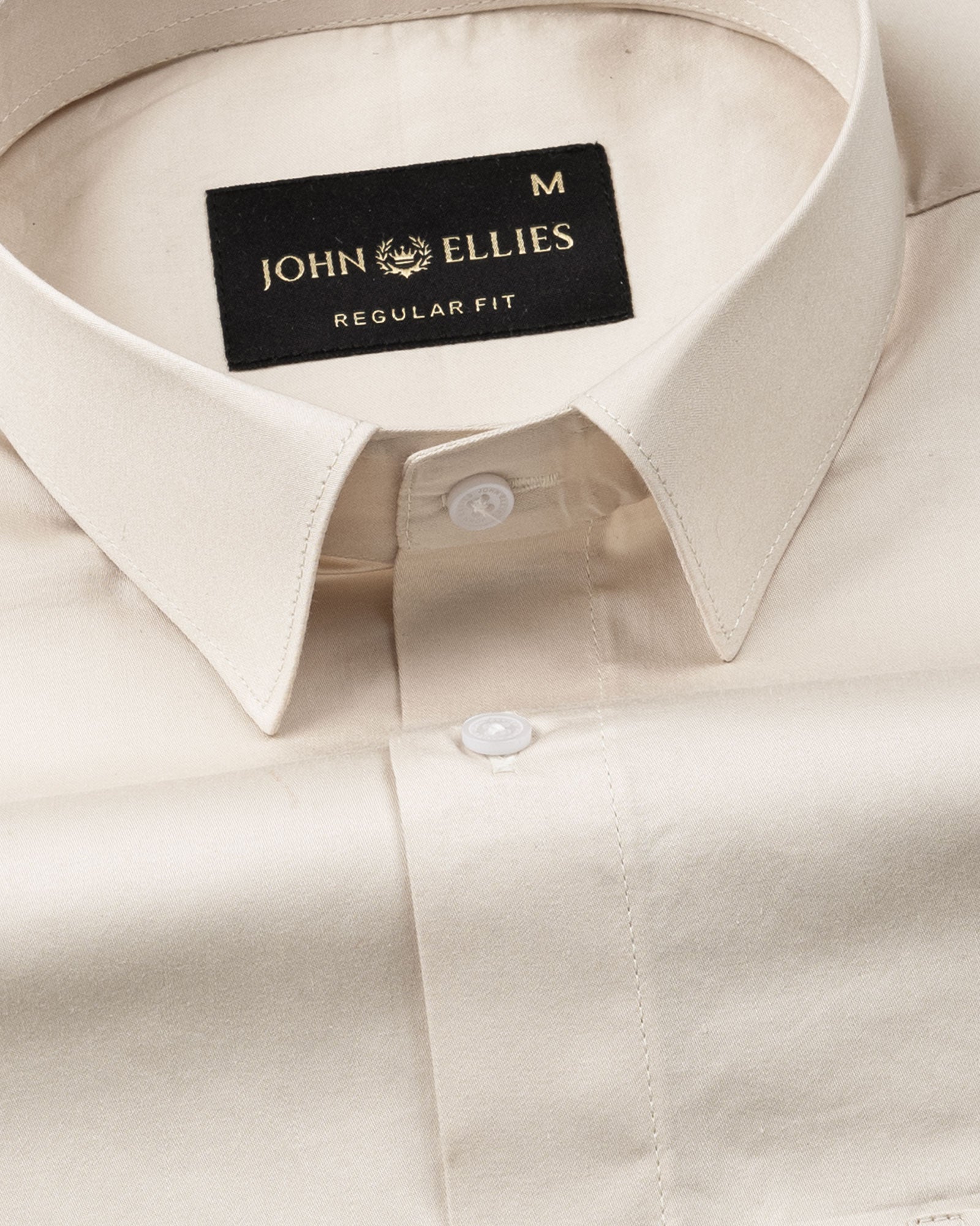 Stery Cream Plain Cotton Shirt - John Ellies