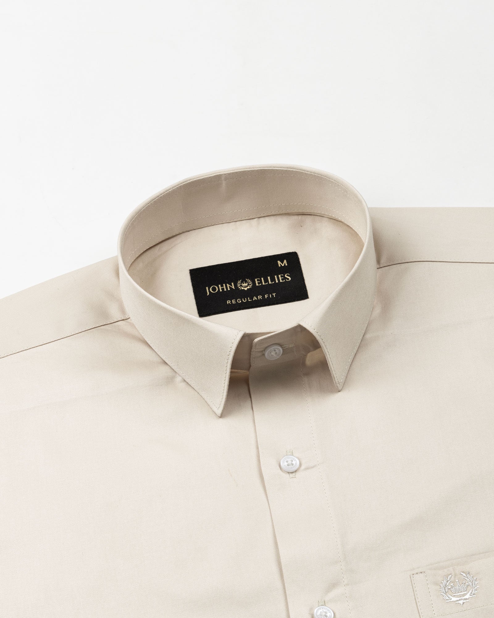 Stery Cream Plain Cotton Shirt - John Ellies