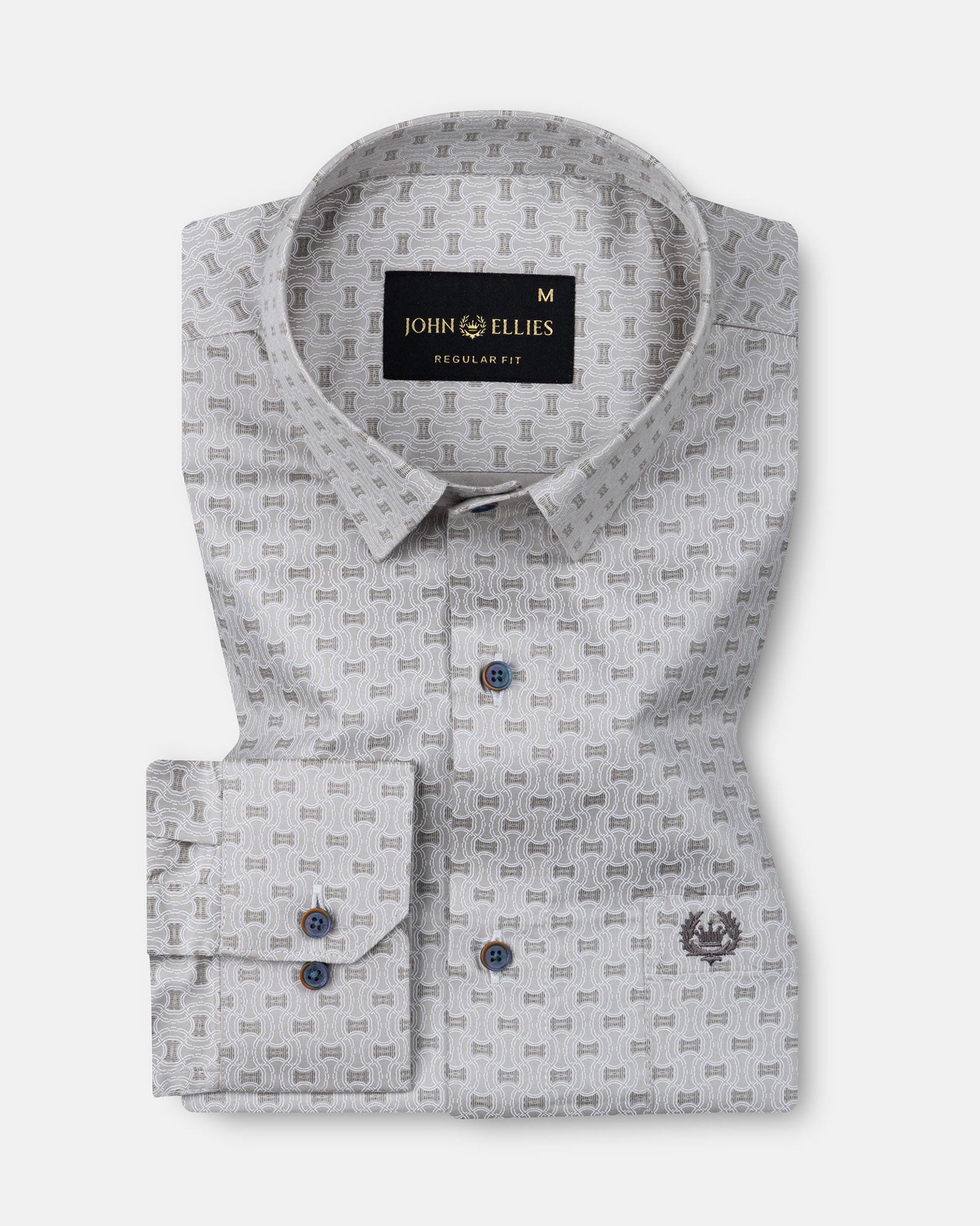 Gardian Beige Cotton Printed Shirt - John Ellies