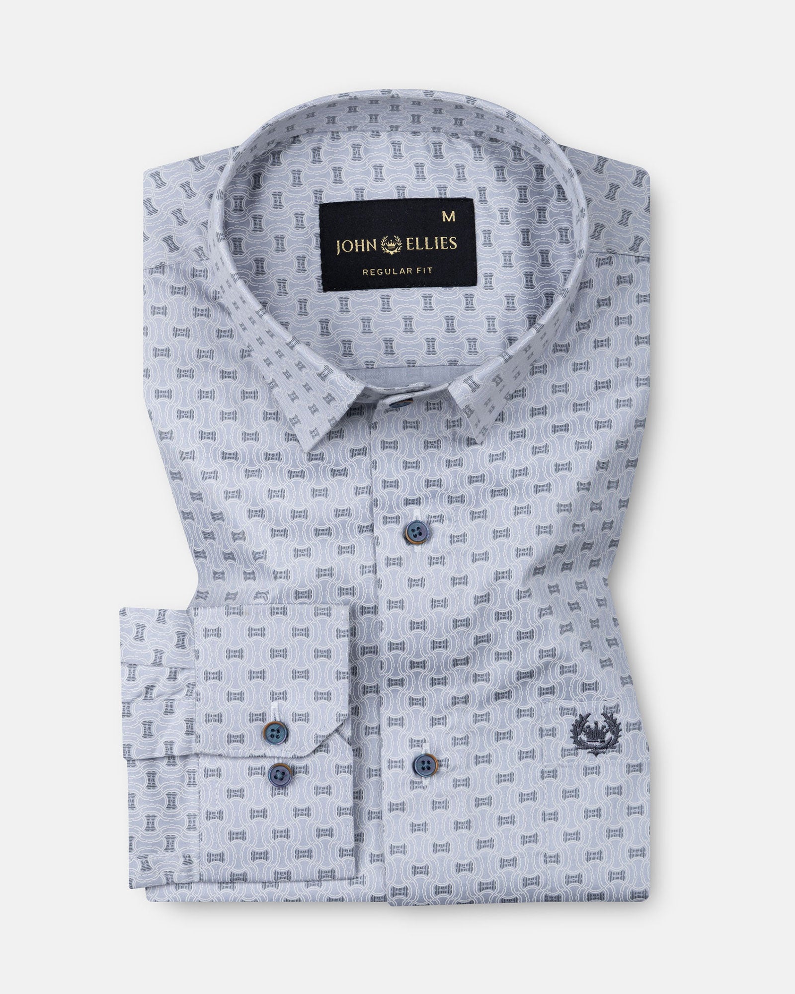Gardian Blue Cotton Printed Shirt - John Ellies