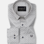 Gardian Beige Cotton Geometric Printed Shirt - John Ellies