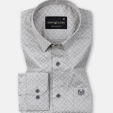 Gardian Beige Cotton Geometric Printed Shirt - John Ellies