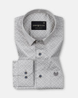Gardian Beige Cotton Geometric Printed Shirt