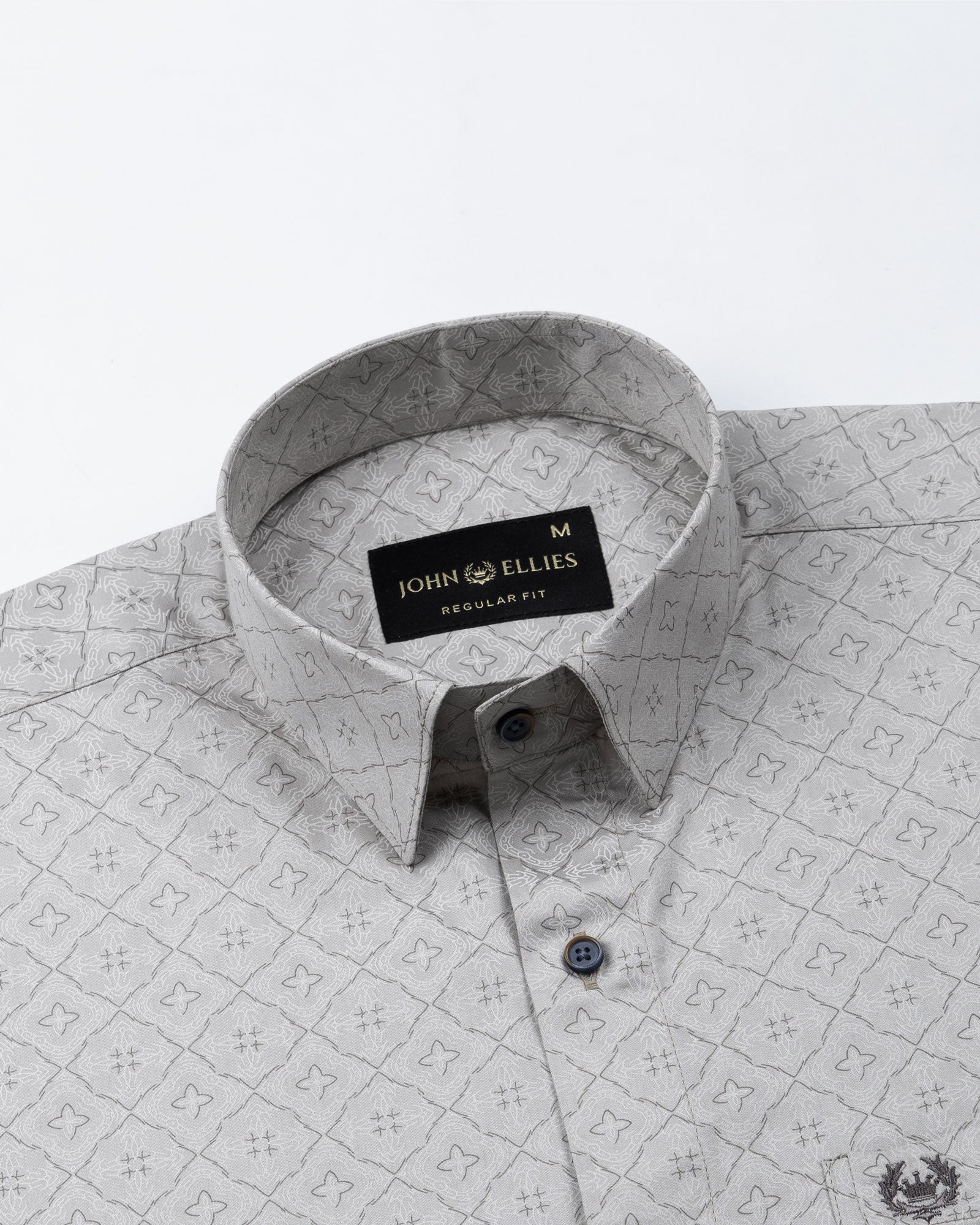 Gardian Beige Cotton Geometric Printed Shirt - John Ellies