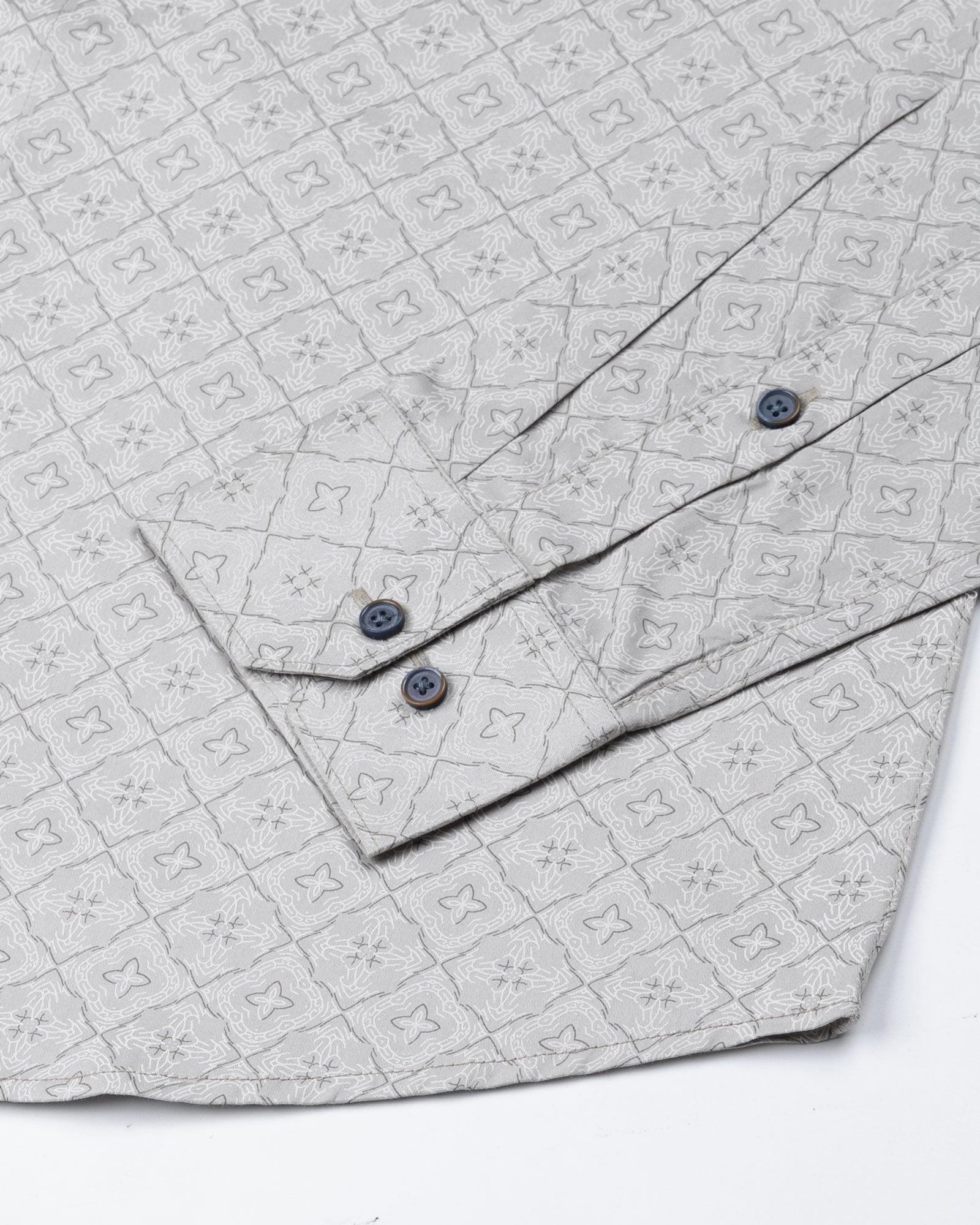 Gardian Beige Cotton Geometric Printed Shirt - John Ellies