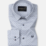 Gardian Blue Cotton Geometric Printed Shirt - John Ellies