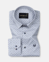 Gardian Blue Cotton Geometric Printed Shirt