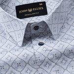 Gardian Blue Cotton Geometric Printed Shirt - John Ellies
